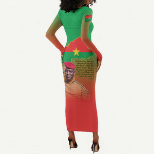 Burkina Faso I Stand With Traore Long Sleeve Bodycon Dress African Pattern