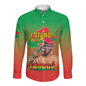 Burkina Faso I Stand With Traore Long Sleeve Button Shirt African Pattern