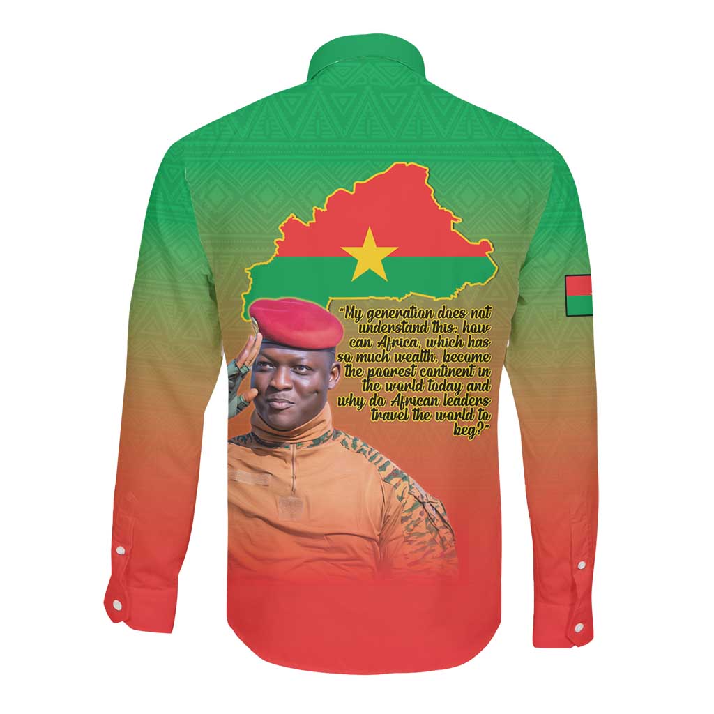 Burkina Faso I Stand With Traore Long Sleeve Button Shirt African Pattern