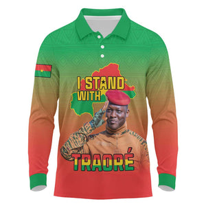 Burkina Faso I Stand With Traore Long Sleeve Polo Shirt African Pattern