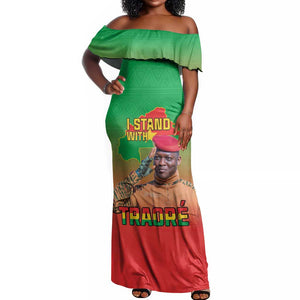 Burkina Faso I Stand With Traore Off Shoulder Maxi Dress African Pattern