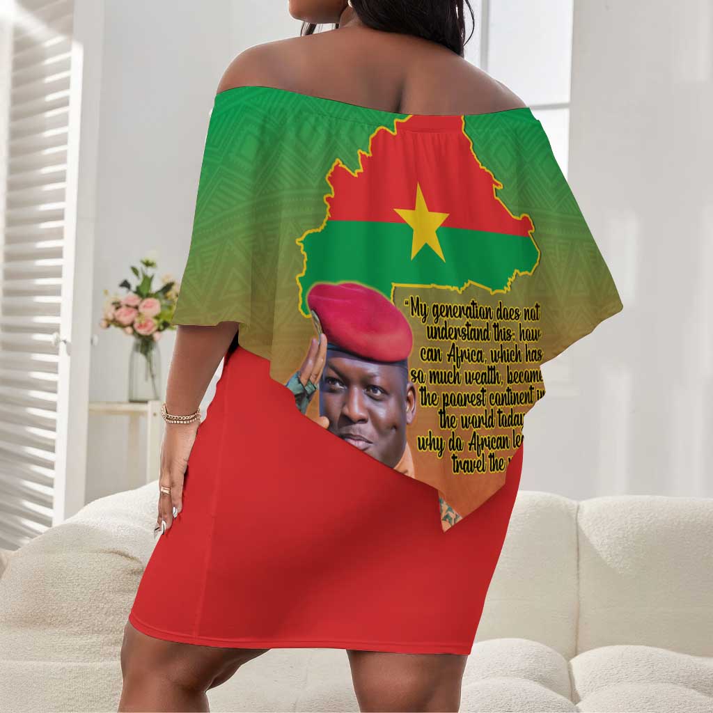Burkina Faso I Stand With Traore Off Shoulder Short Dress African Pattern