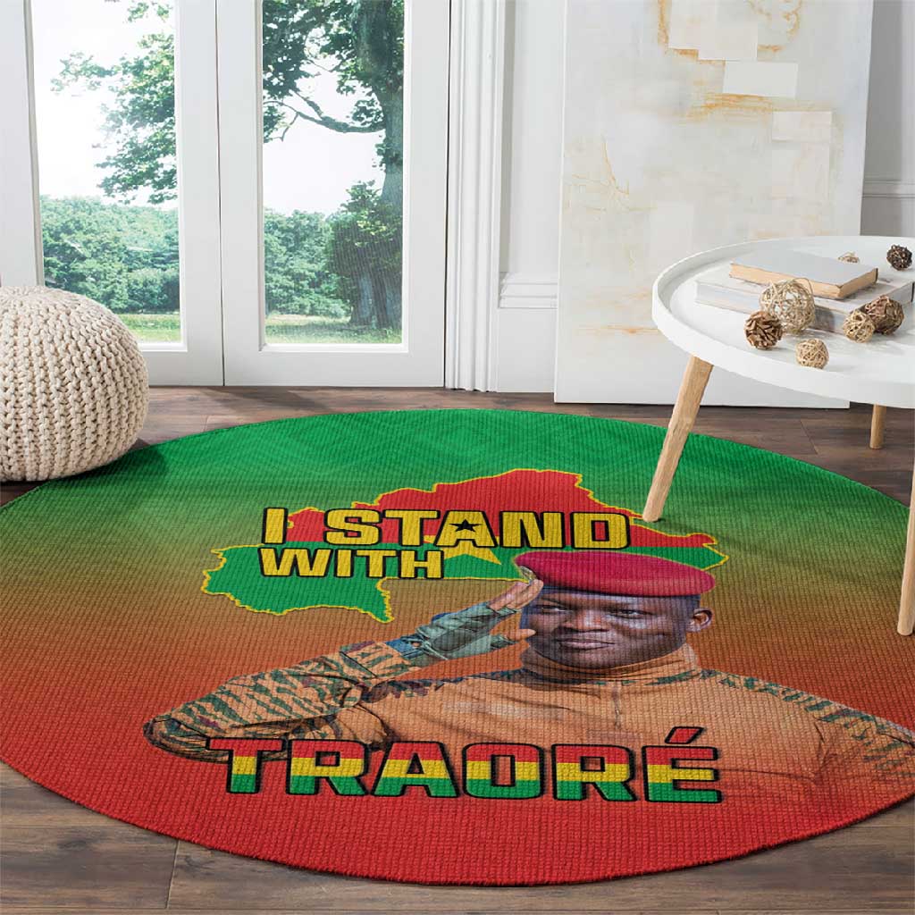Burkina Faso I Stand With Traore Round Carpet African Pattern