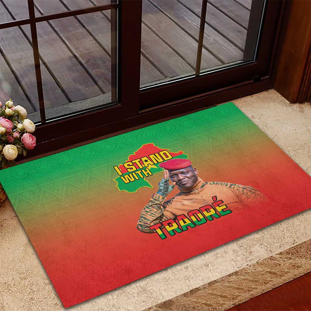 Burkina Faso I Stand With Traore Rubber Doormat African Pattern