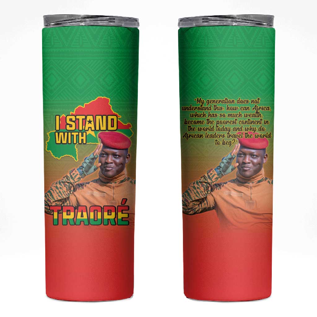 Burkina Faso I Stand With Traore Skinny Tumbler African Pattern