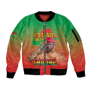 Burkina Faso I Stand With Traore Sleeve Zip Bomber Jacket African Pattern