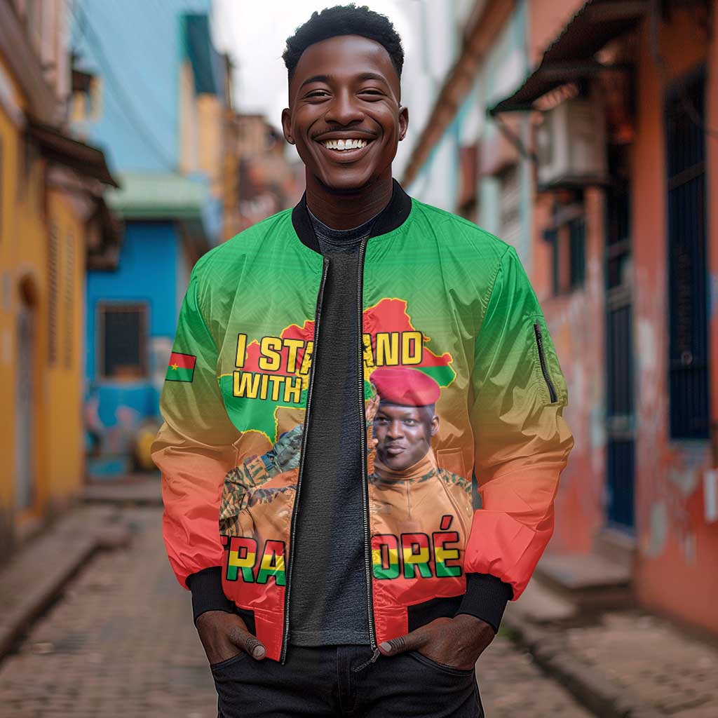 Burkina Faso I Stand With Traore Sleeve Zip Bomber Jacket African Pattern