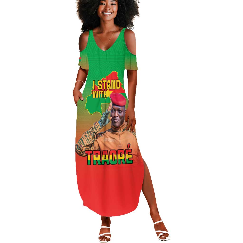 Burkina Faso I Stand With Traore Summer Maxi Dress African Pattern