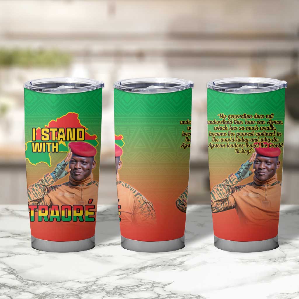 Burkina Faso I Stand With Traore Tumbler Cup African Pattern