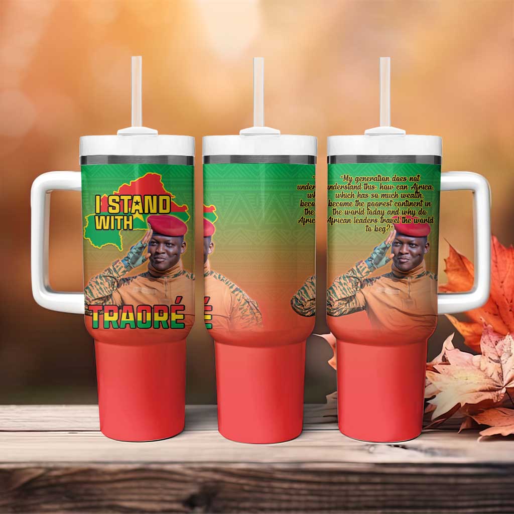 Burkina Faso I Stand With Traore Tumbler With Handle African Pattern