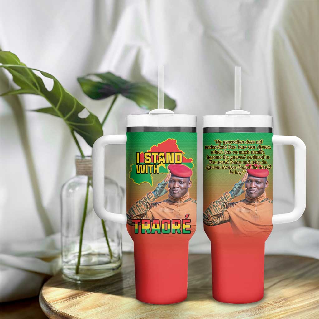 Burkina Faso I Stand With Traore Tumbler With Handle African Pattern