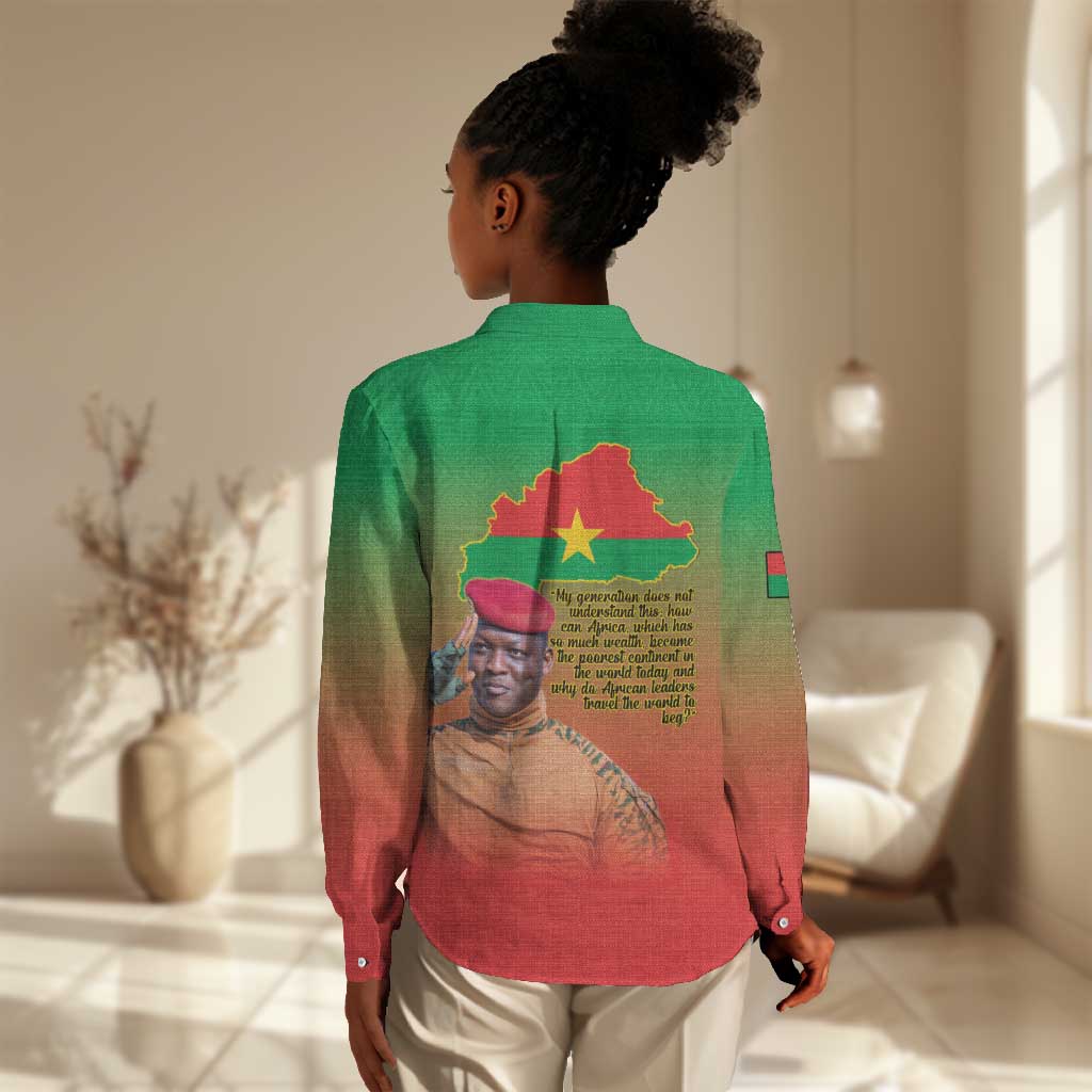 Burkina Faso I Stand With Traore Women Casual Shirt African Pattern