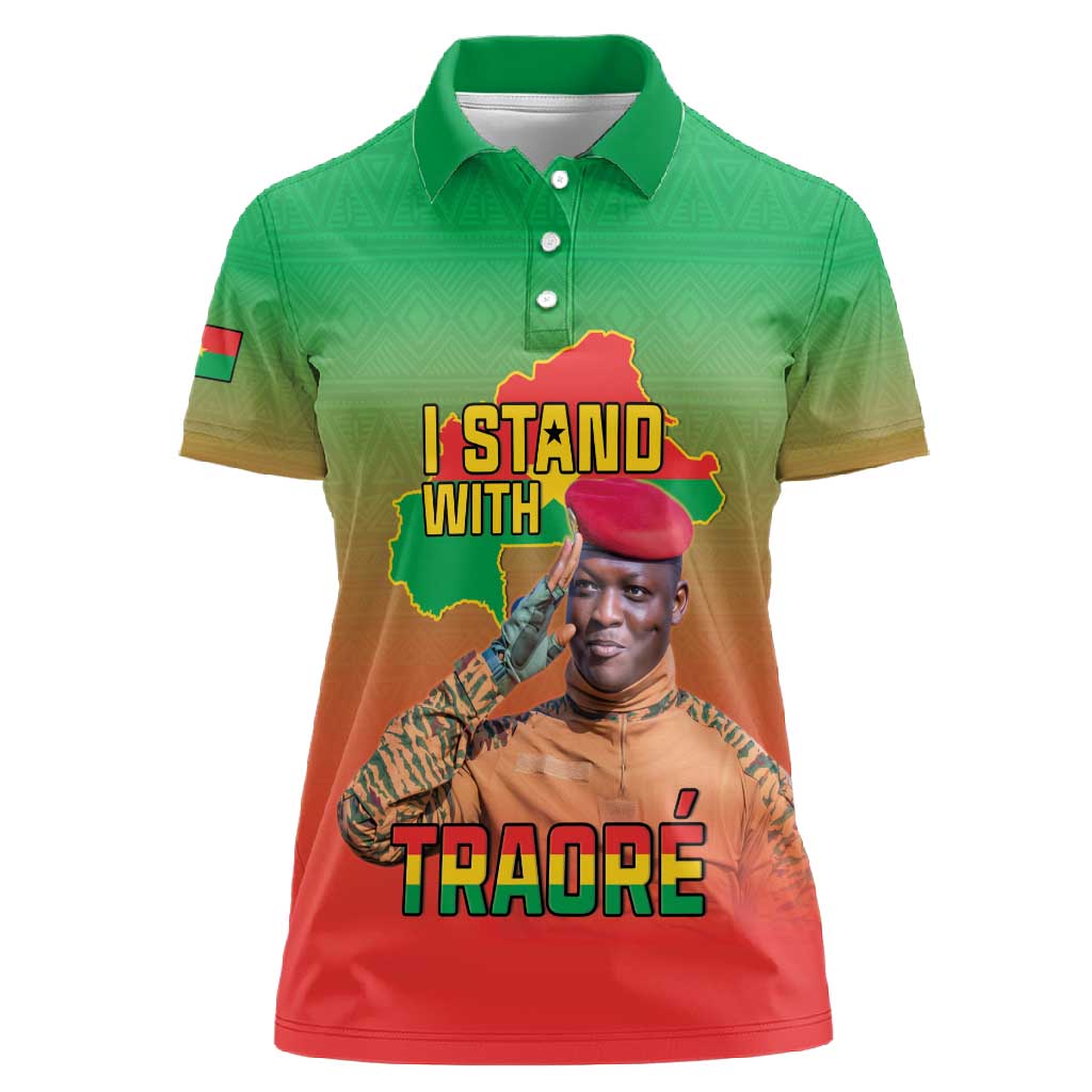 Burkina Faso I Stand With Traore Women Polo Shirt African Pattern