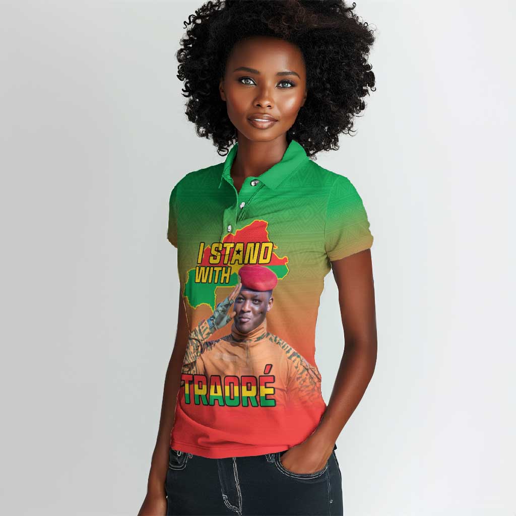 Burkina Faso I Stand With Traore Women Polo Shirt African Pattern
