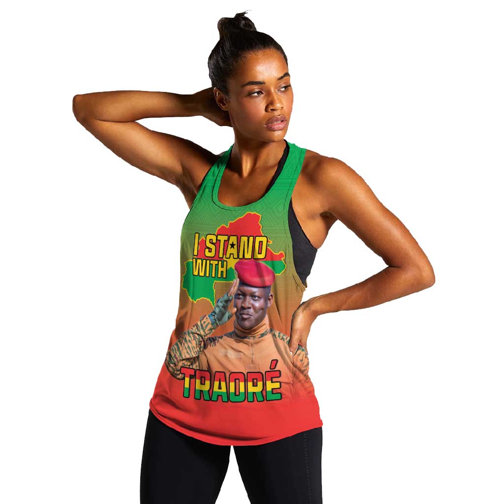 Burkina Faso I Stand With Traore Women Racerback Tank African Pattern