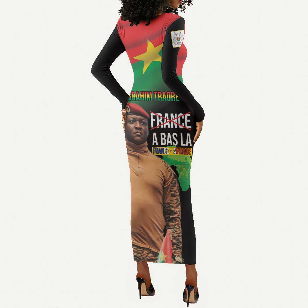 Traore Burkina Faso A Bas La Francafrique Long Sleeve Bodycon Dress