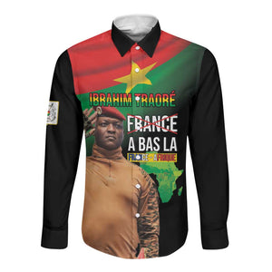 Traore Burkina Faso A Bas La Francafrique Long Sleeve Button Shirt