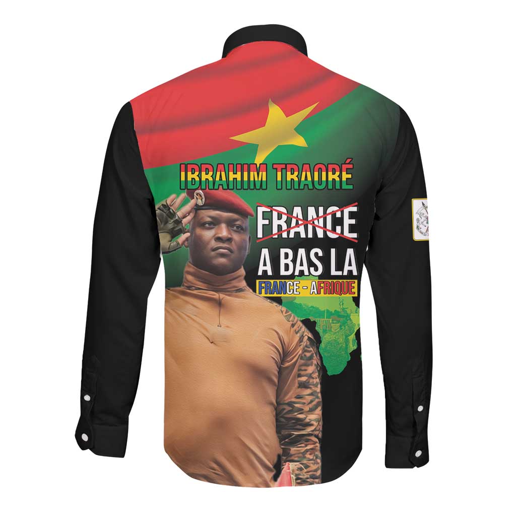Traore Burkina Faso A Bas La Francafrique Long Sleeve Button Shirt