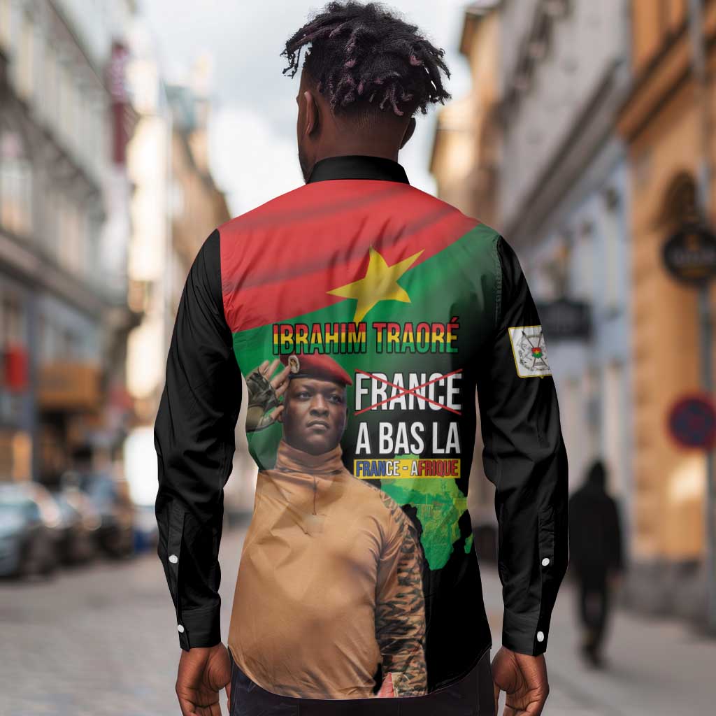 Traore Burkina Faso A Bas La Francafrique Long Sleeve Button Shirt