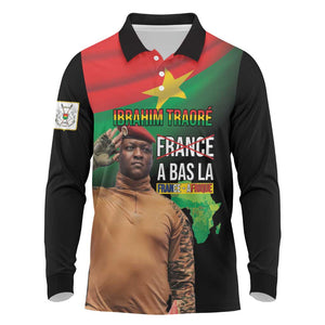 Traore Burkina Faso A Bas La Francafrique Long Sleeve Polo Shirt