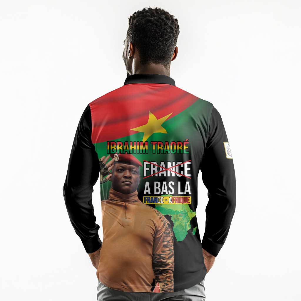 Traore Burkina Faso A Bas La Francafrique Long Sleeve Polo Shirt