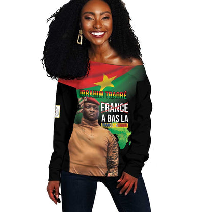 Traore Burkina Faso A Bas La Francafrique Off Shoulder Sweater