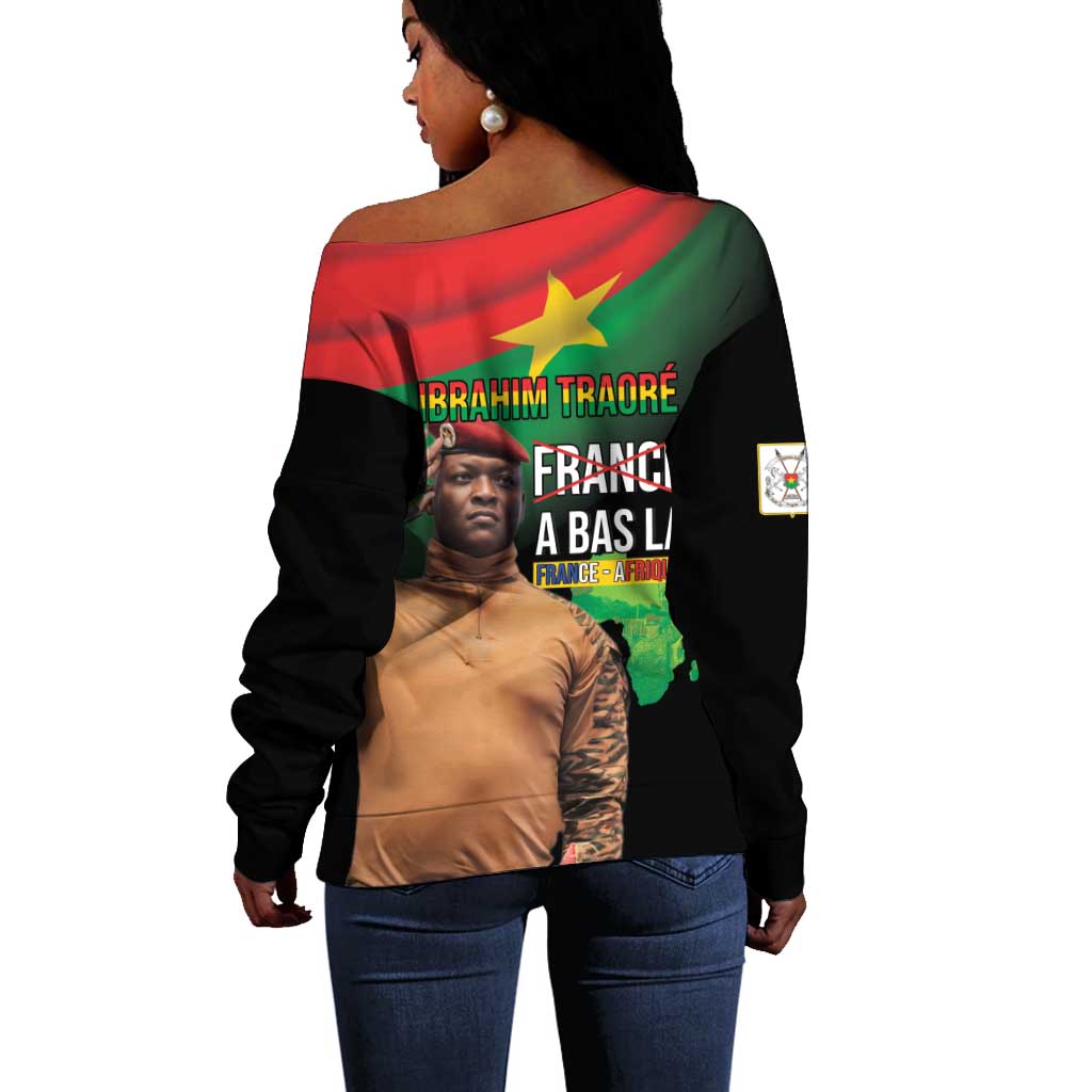 Traore Burkina Faso A Bas La Francafrique Off Shoulder Sweater