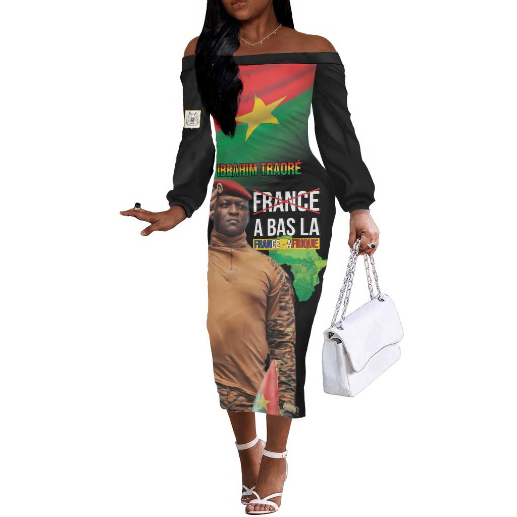 Traore Burkina Faso A Bas La Francafrique Off The Shoulder Long Sleeve Dress
