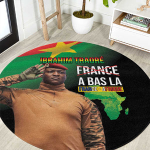 Traore Burkina Faso A Bas La Francafrique Round Carpet