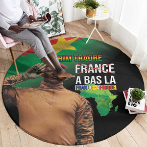 Traore Burkina Faso A Bas La Francafrique Round Carpet