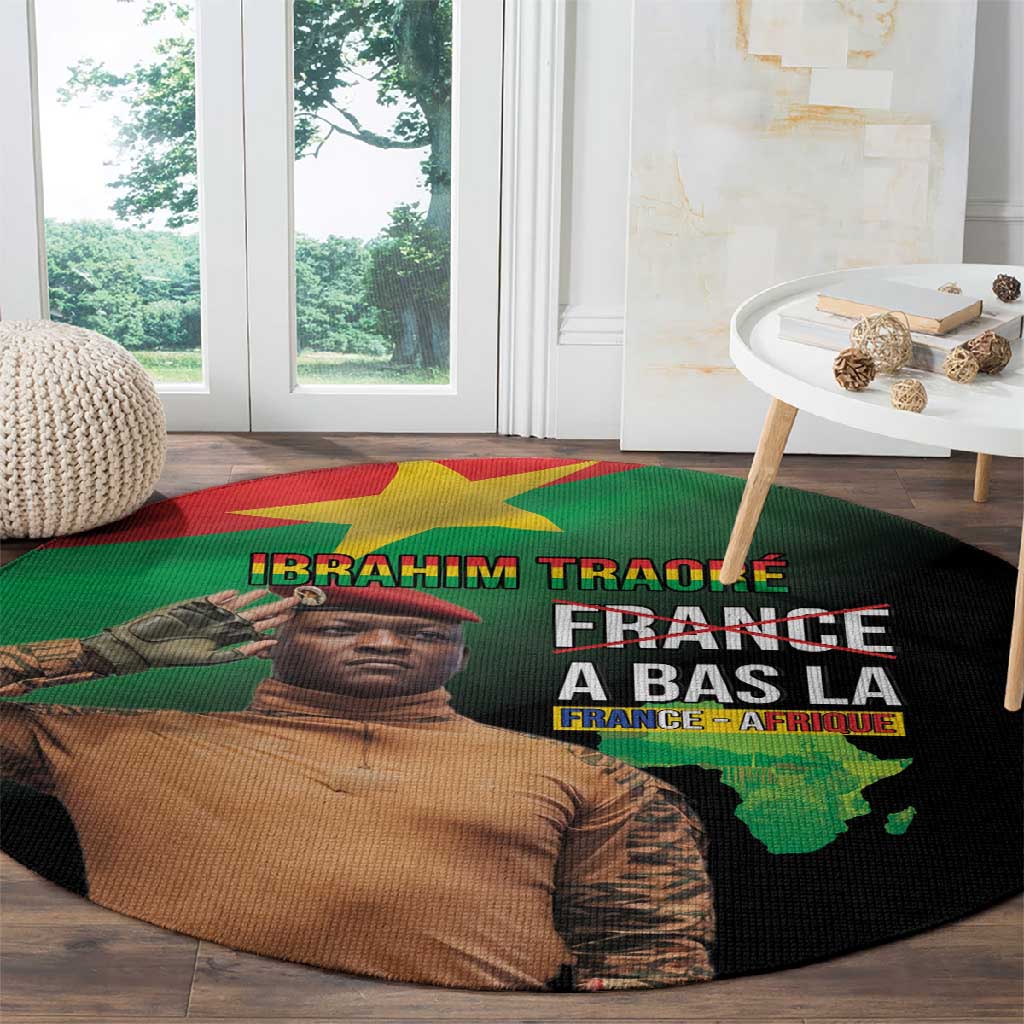 Traore Burkina Faso A Bas La Francafrique Round Carpet