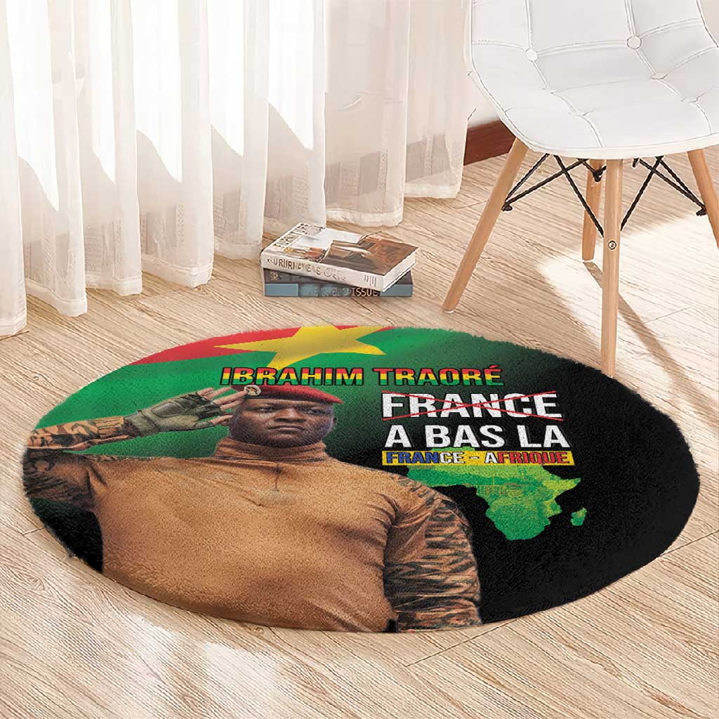 Traore Burkina Faso A Bas La Francafrique Round Carpet