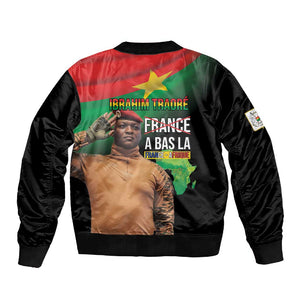 Traore Burkina Faso A Bas La Francafrique Sleeve Zip Bomber Jacket