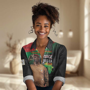 Traore Burkina Faso A Bas La Francafrique Women Casual Shirt