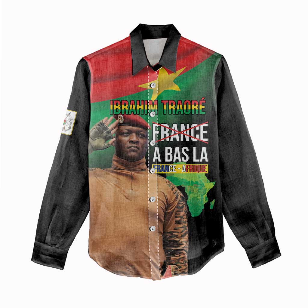 Traore Burkina Faso A Bas La Francafrique Women Casual Shirt