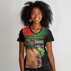 Traore Burkina Faso A Bas La Francafrique Women V-Neck T-Shirt