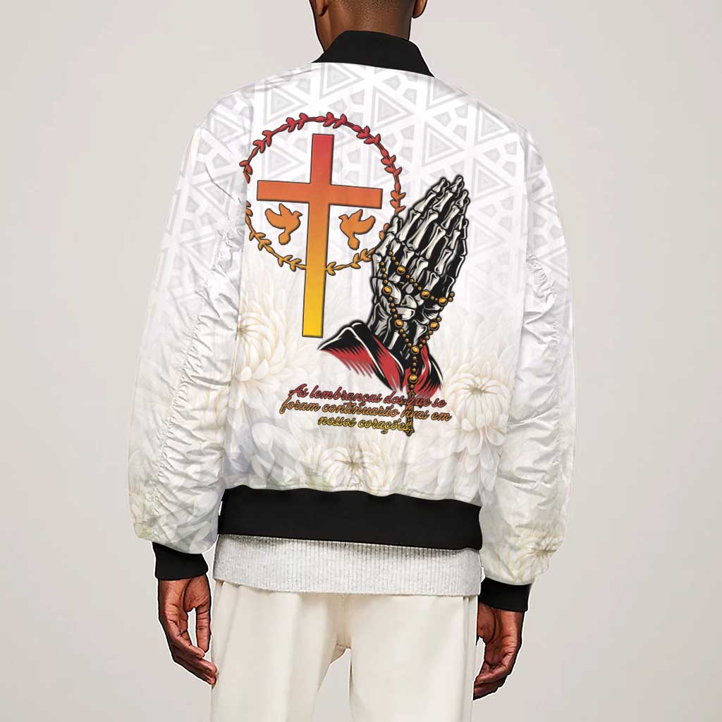 Gone but Never Forgotten Sleeve Zip Bomber Jacket Angola All Souls Day - African Pride