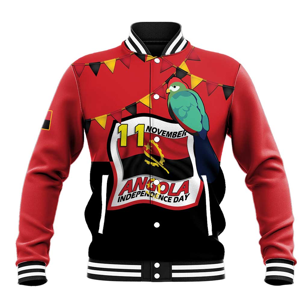 Happy Angola Independence Day Baseball Jacket With Red-crested Turaco - African Pride