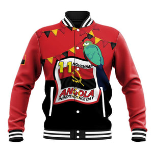 Happy Angola Independence Day Baseball Jacket With Red-crested Turaco - African Pride