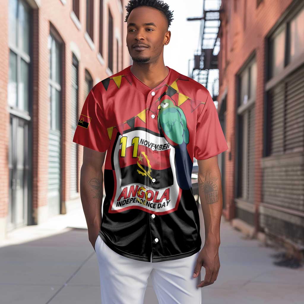 Happy Angola Independence Day Baseball Jersey With Red-crested Turaco - African Pride