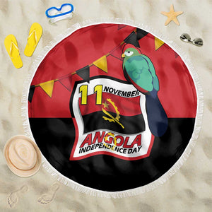Happy Angola Independence Day Beach Blanket With Red-crested Turaco - African Pride