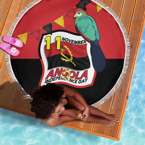 Happy Angola Independence Day Beach Blanket With Red-crested Turaco - African Pride