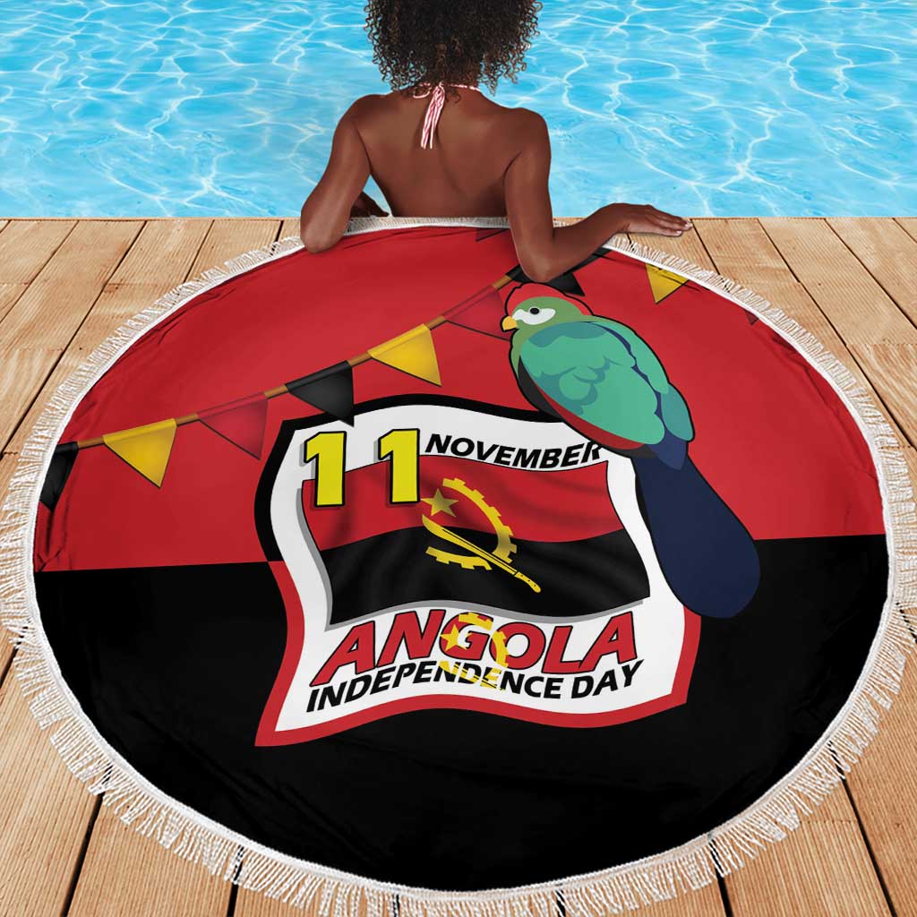 Happy Angola Independence Day Beach Blanket With Red-crested Turaco - African Pride