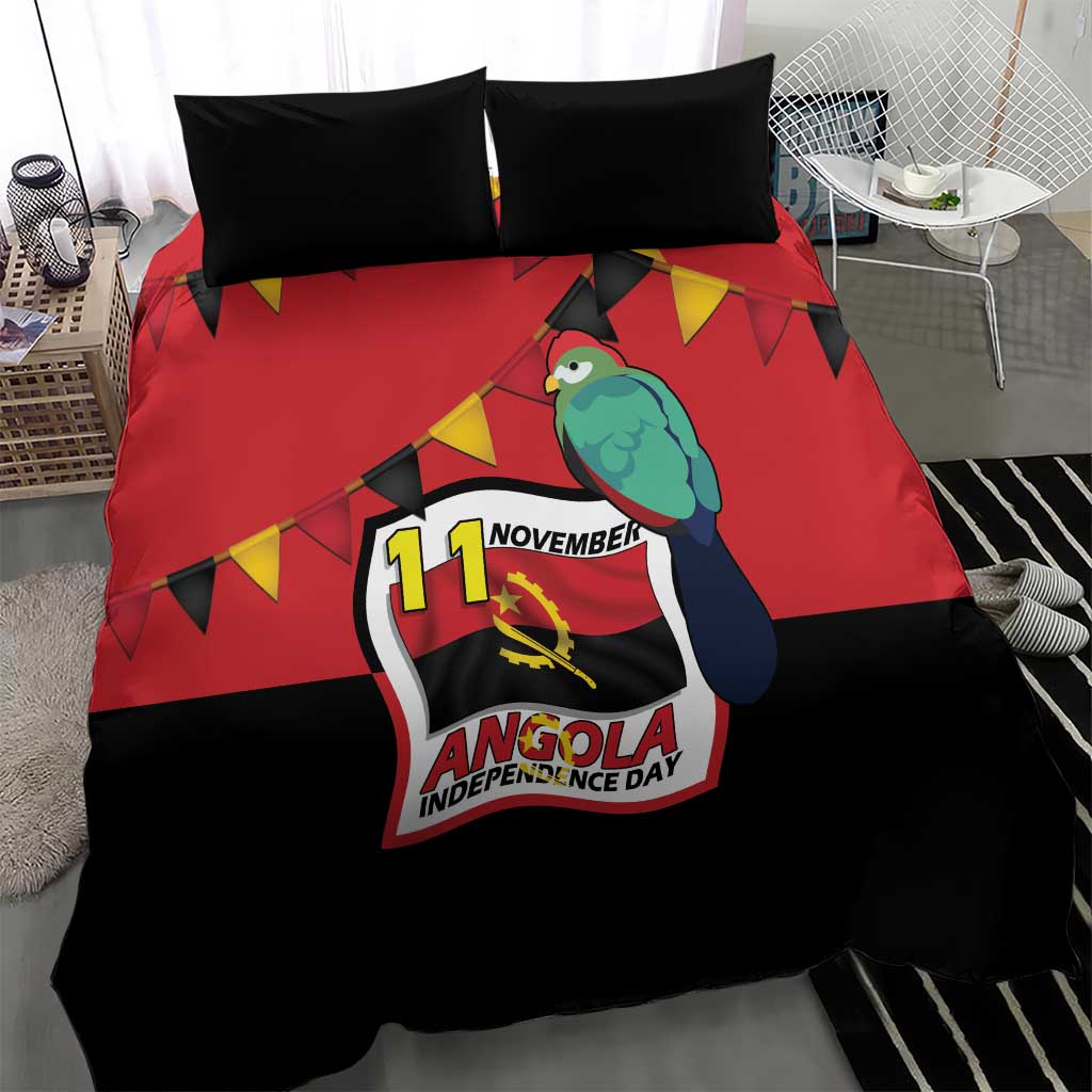 Happy Angola Independence Day Bedding Set With Red-crested Turaco - African Pride