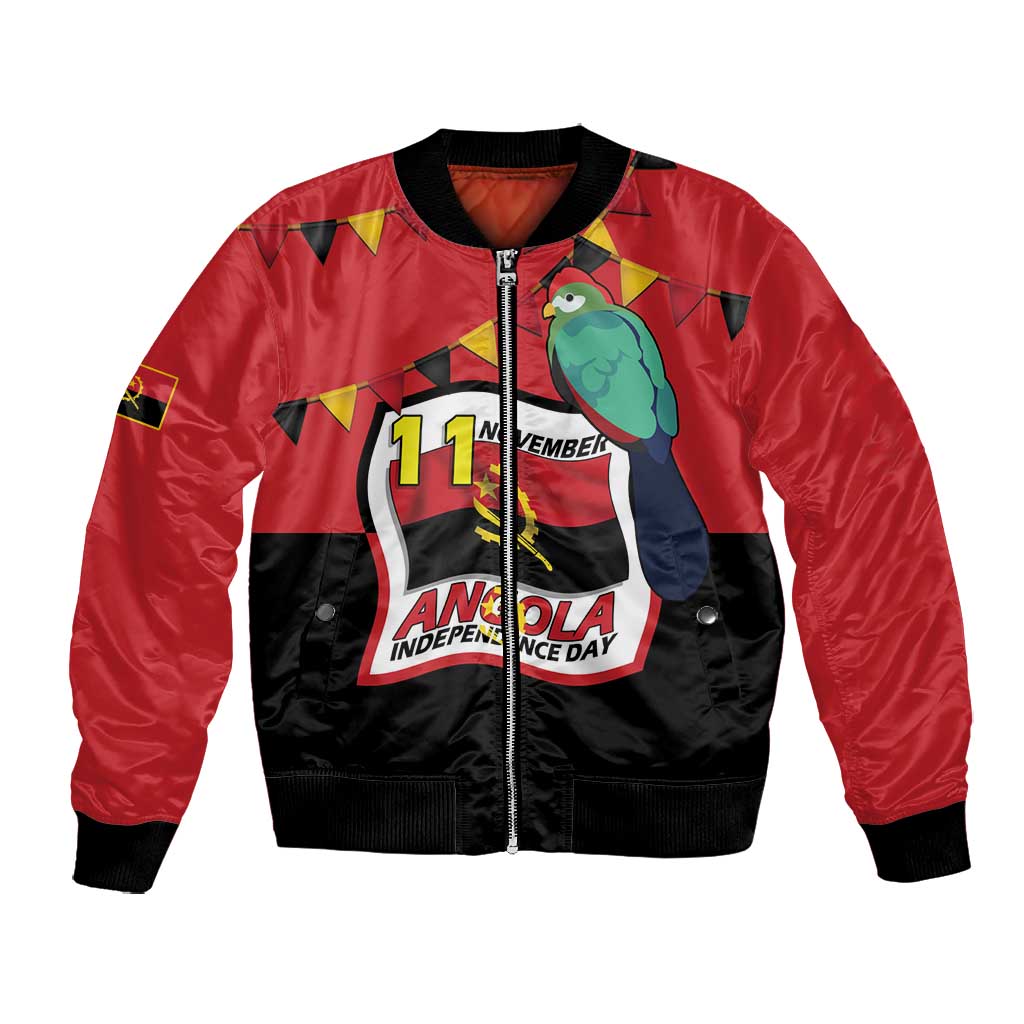 Happy Angola Independence Day Bomber Jacket With Red-crested Turaco - African Pride