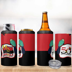Happy Angola Independence Day 4 in 1 Can Cooler Tumbler With Red-crested Turaco - African Pride