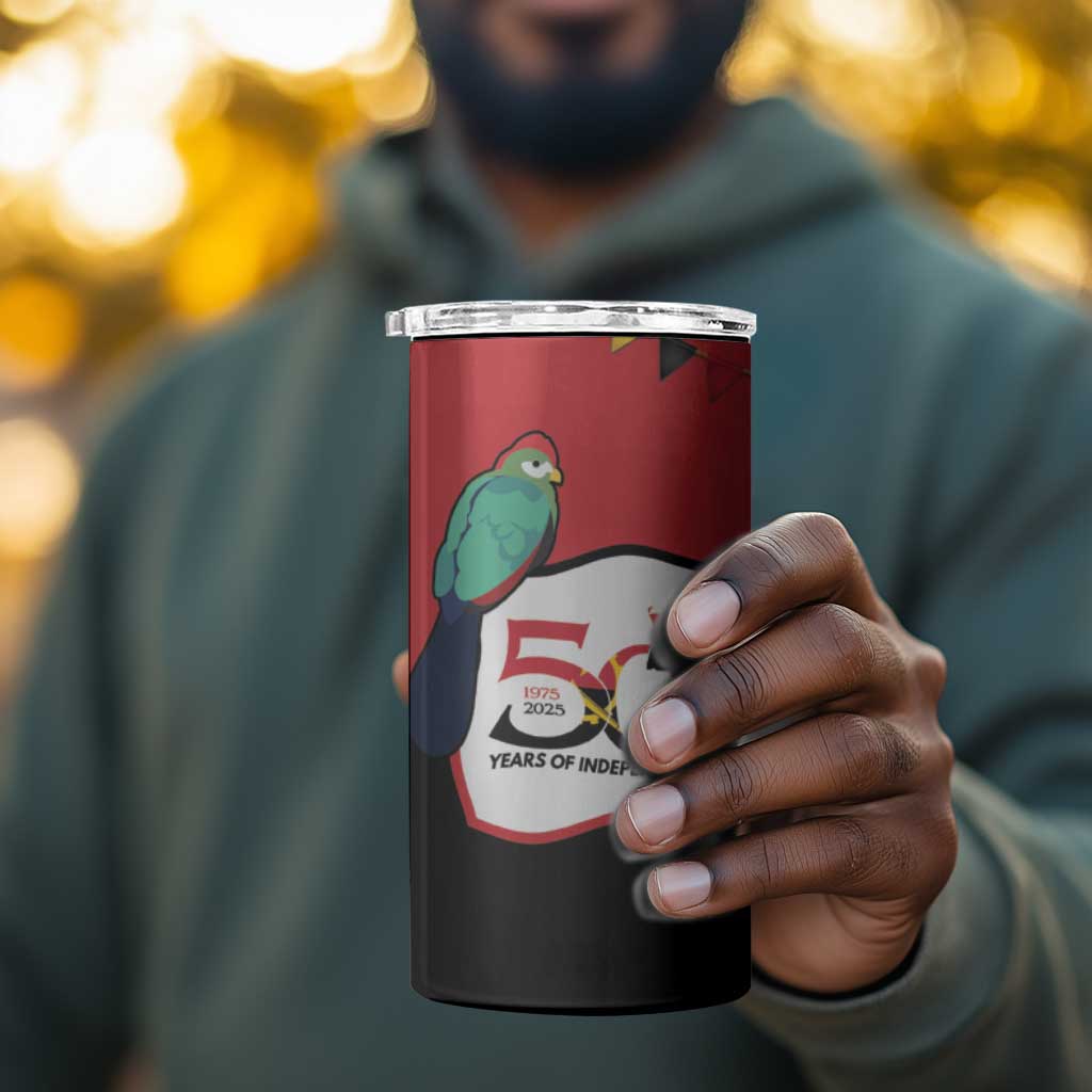 Happy Angola Independence Day 4 in 1 Can Cooler Tumbler With Red-crested Turaco - African Pride