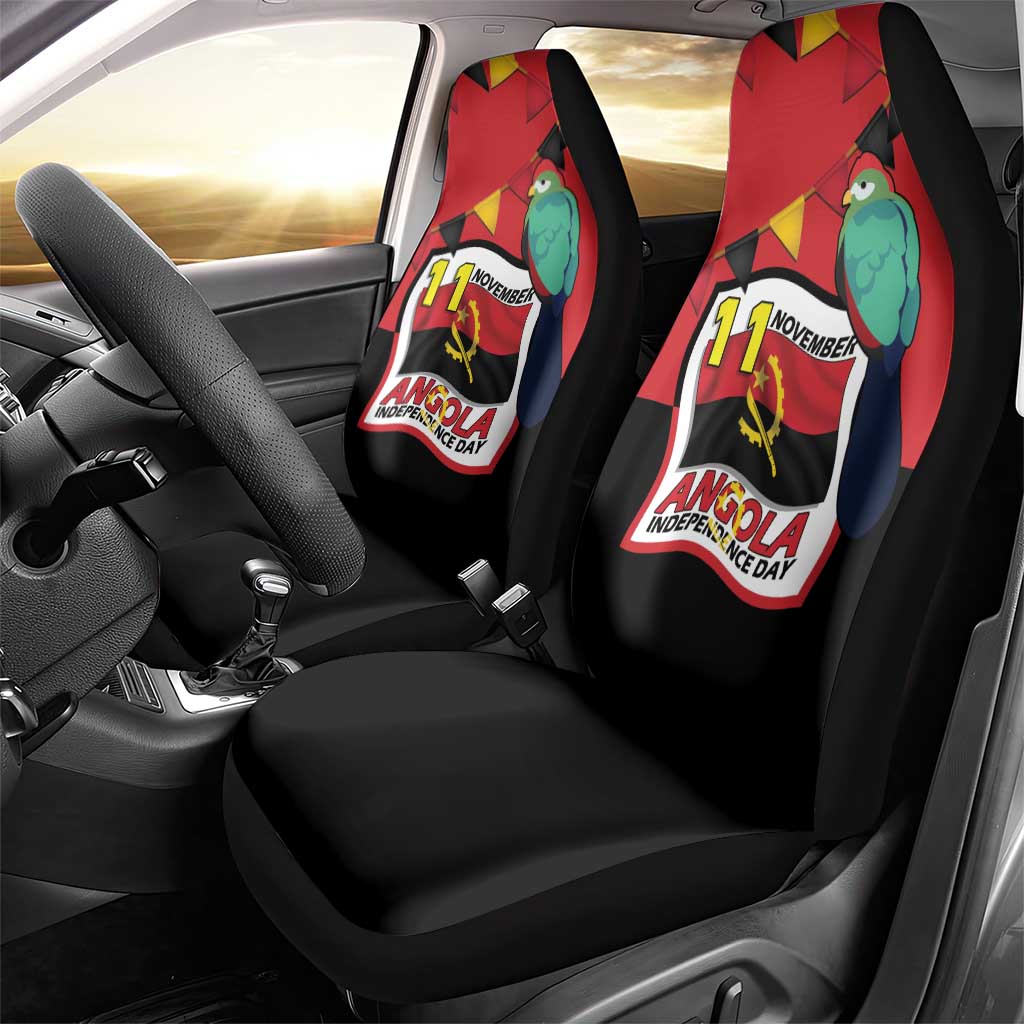 Happy Angola Independence Day Car Seat Cover With Red-crested Turaco - African Pride