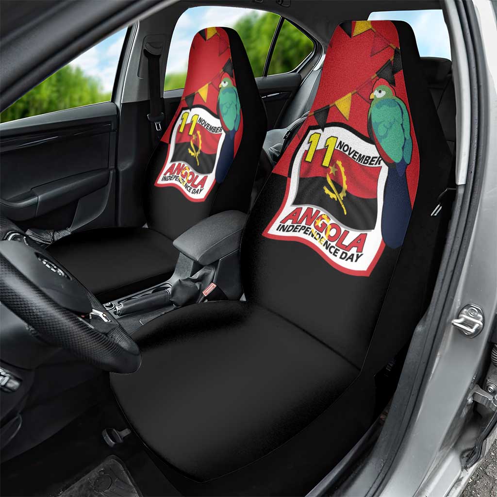 Happy Angola Independence Day Car Seat Cover With Red-crested Turaco - African Pride
