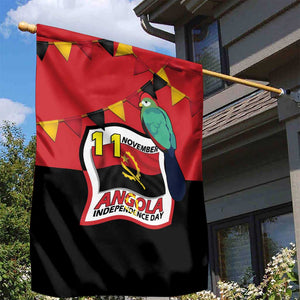 Happy Angola Independence Day Garden Flag With Red-crested Turaco - African Pride